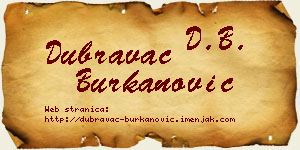 Dubravac Burkanović vizit kartica